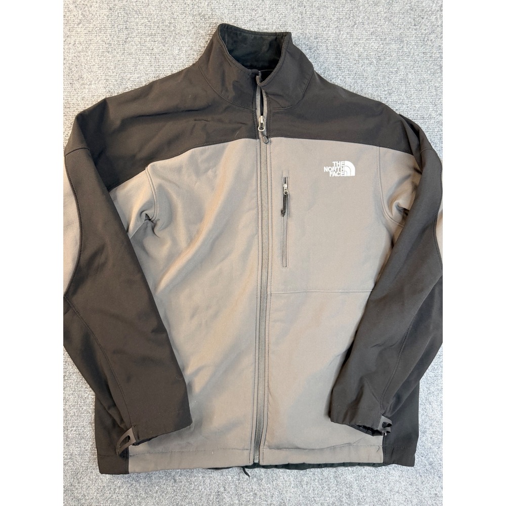 The North Face Apex Bionic Jacket Mens XL Grey Black Softshell Fleece Full Zip